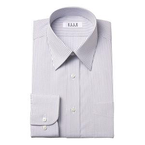 ELLE HOMME ワイシャツ メンズ 長袖 形態安定加工  ゆったり グレー ストライプ レギュラーカラー｜ss1946