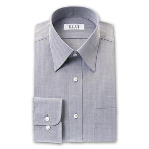 ELLE HOMME 長袖 ワイシャツ メンズ 形態安定 ゆったり グレードビーヘリンボーンストライプ　 レギュラーカラー 綿：50% ポリエステル：50％