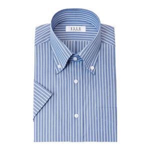 ELLE HOMME  COOLMAX 半袖 ワイシャツ メンズ 夏 形態安定 ゆったり  ストライプ ボタンダウン シャツ 綿100％ CH_2401FS｜シャツステーション