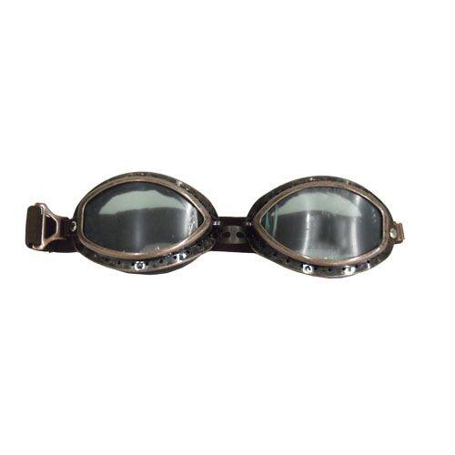 補修交換に! 汎用ビンテージゴーグル 丸 ブラウン/バイク・ヘルメット用