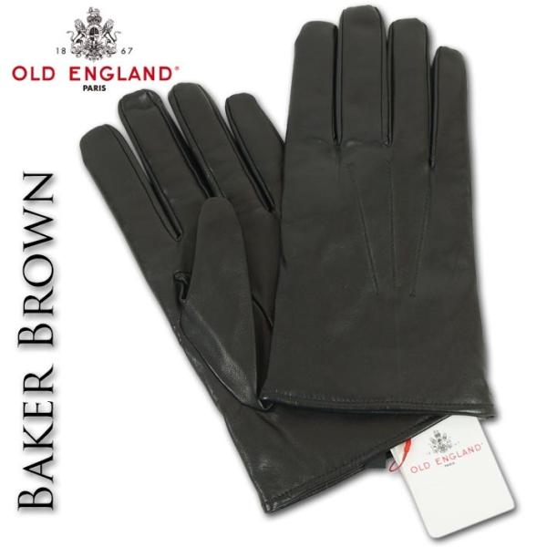 Baker Brown（ベイカーブラウン） 羊革 レザー 手袋 メンズ ブラック 黒 OLD ENG...