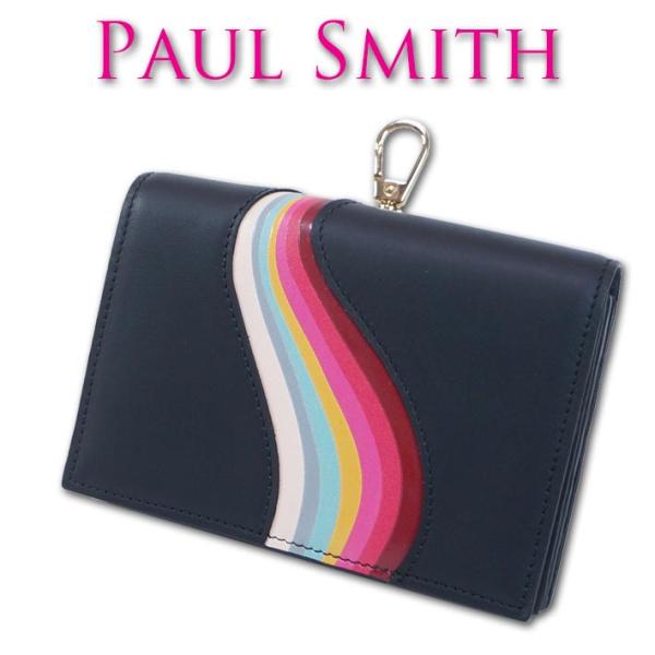 ポールスミス Paul Smith 牛革 センタースワール カードケース レディース ブラック 黒 ...