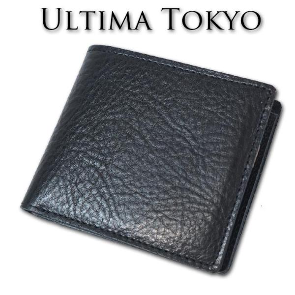ウルティマトーキョー ultima TOKYO 牛革 二つ折り財布 メンズ ブラック 黒 マキアート...