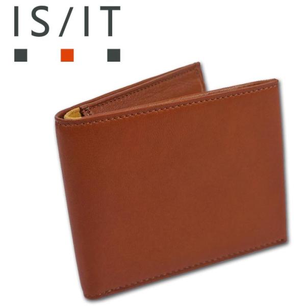 イズイット IS/IT ラムレザー 二つ折り財布 マーノ キャメル メンズ 定価25,300円 羊革...
