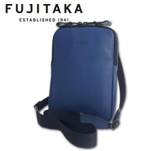 フジタカ FUJITAKA レザー ショルダーバッグ メンズ ネイビー 紺 新品 正規品 日本製 定価27,500円 牛革 小型 薄型 コンパクト サコッシュ ギフト プレゼント