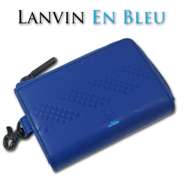 訳あり品 ランバンオンブルー LANVIN en Bleu 牛革 キーケース メンズ ブルー 青 ロ...