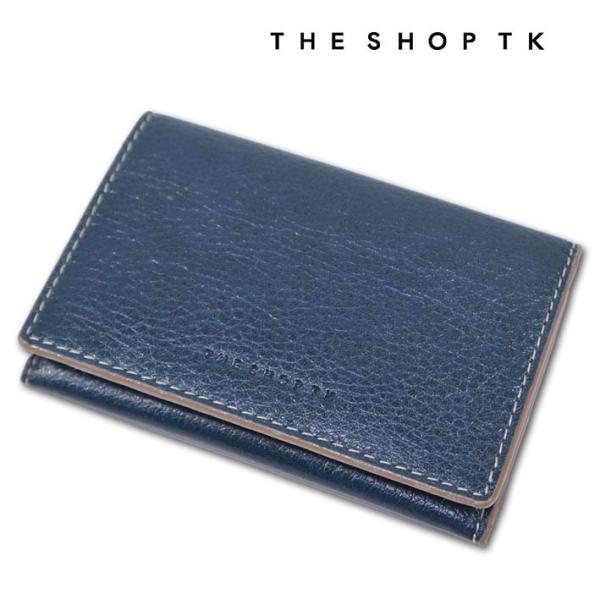 展示品 タケオキクチ THE SHOP TK 牛革 名刺入れ ヴィーノ メンズ ネイビー 紺 本革 ...