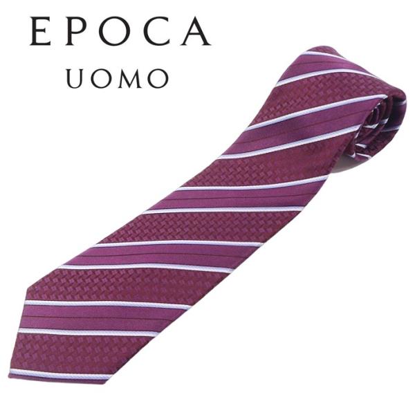 エポカウォモ EPOCA UOMO シルク レジメンタル ネクタイ バーガンディ系 メンズ 日本製 ...