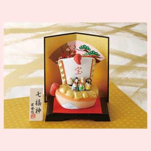 七福神 宝船七福神 陶器製宝船に乗ったの七福神の置物 開運招福 190103