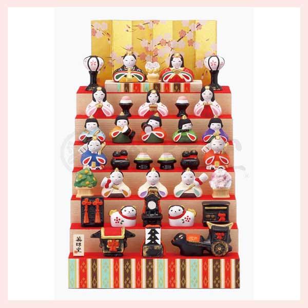 錦彩　花かざり雛（七段飾り・化粧箱入り）　※陶器,置物,ひなまつり,雛祭り,ひな人形,雛人形