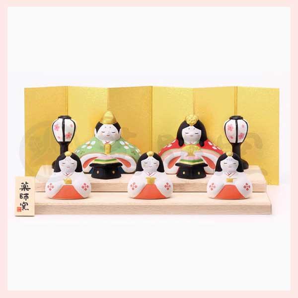 錦彩　うららか飾り雛（平飾り）　※陶器,置物,ひなまつり,雛祭り,ひな人形,雛人形