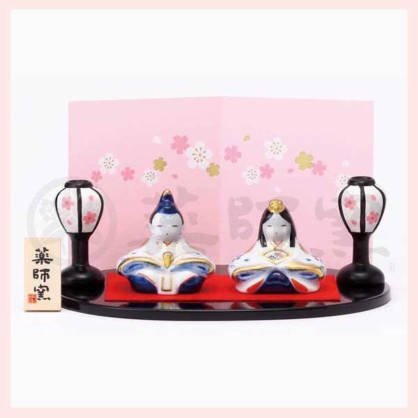染錦　弥生雛　※陶器,置物,ひなまつり,雛祭り,ひな人形,雛人形