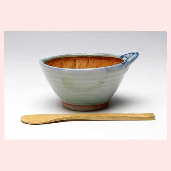 瀬戸焼　御深井　納豆鉢（大・竹ヘラ付）　15756