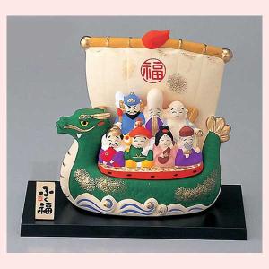 七福神 宝船七福神 陶器製宝船に乗ったの七福神の置物 開運招福 190103