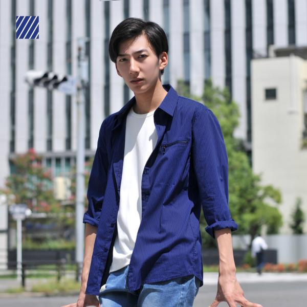 シャツ メンズ カジュアル 長袖 無地 ストライプ モード 綺麗め タイト スリム 春夏秋冬 白 黒...