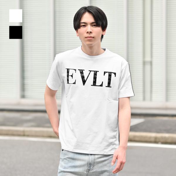 Tシャツ メンズ ロゴ プリント 半袖 白 黒 ホワイト ブラック ストレッチ フロッキー 箔プリン...