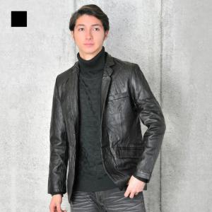 レザージャケット メンズ 本革 ラムレザー 羊革 ブラック 黒 M L