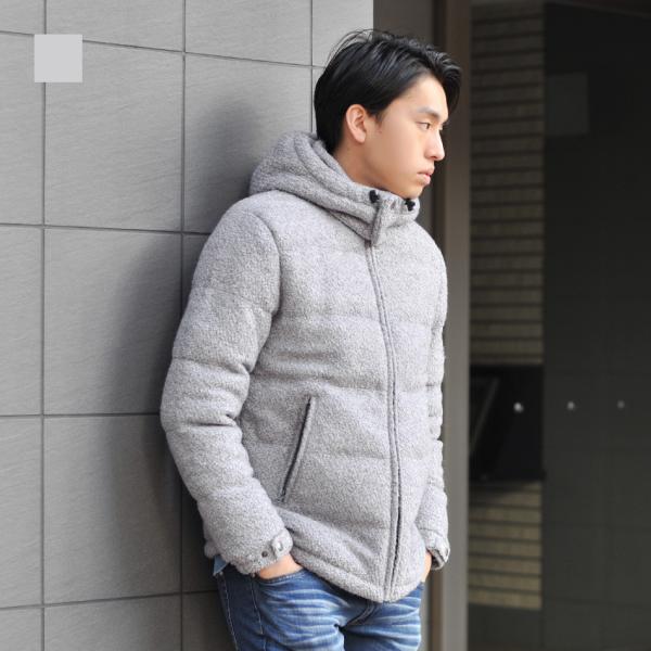 ダウンジャケット メンズ グレー L 中綿 ウール EVOLUTION エボリューション hk エイ...