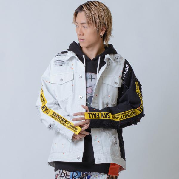 Gジャン メンズ ビッグシルエット オーバーサイズ デニムジャケット 春秋冬 アシンメトリー M L...