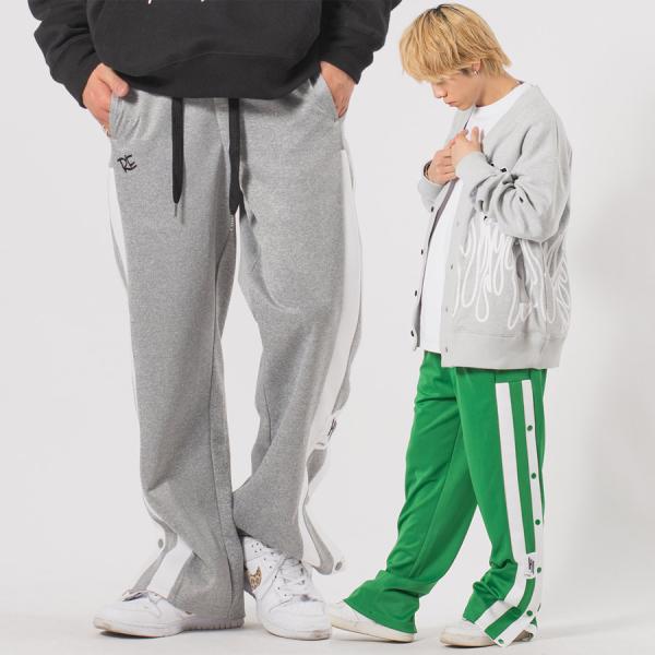 サイドボタンラインパンツ メンズ ワイドパンツ ジャージ スウェットパンツ ストリート系 韓国ファッ...