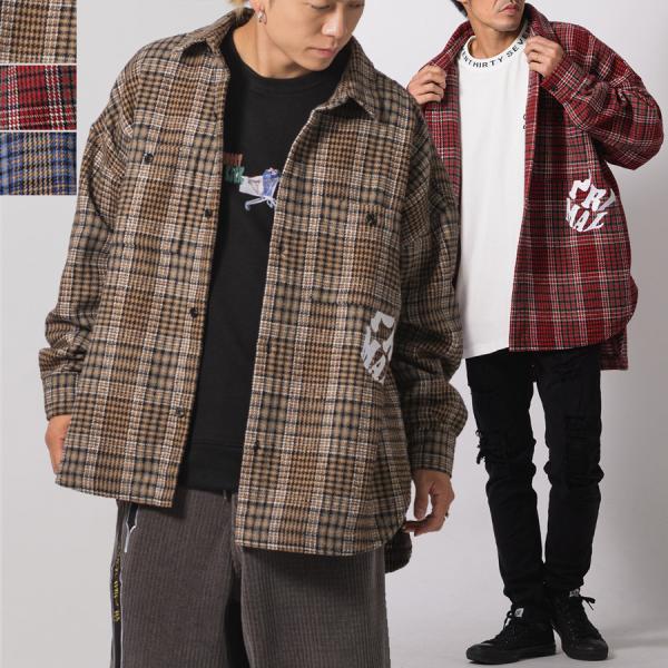 チェックCPOジャケット メンズ ビッグシルエット オーバーサイズ ストリート系 韓国ファッション ...