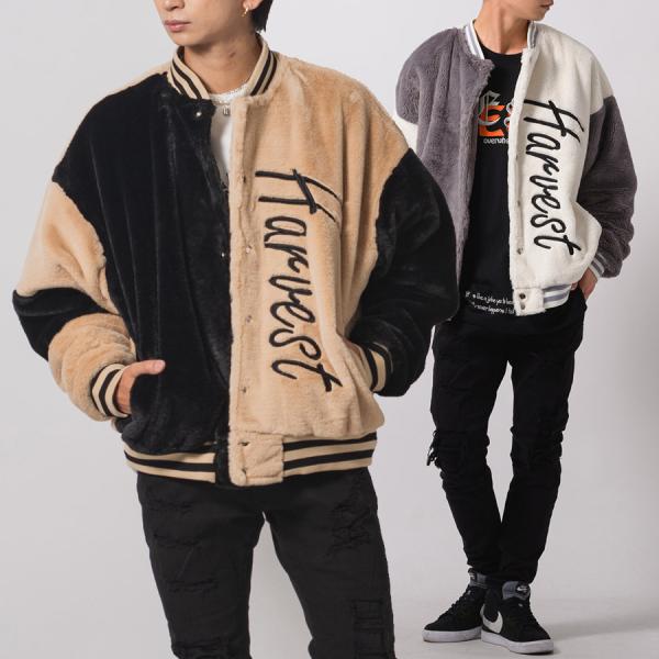 エコファーバーシティージャケット メンズ ビッグシルエット オーバーサイズ ストリート系 韓国ファッ...