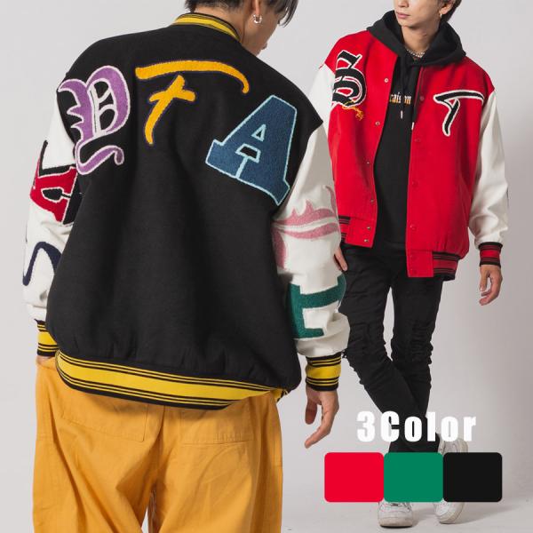 アーチロゴバーシティジャケット メンズ ビッグシルエット オーバーサイズ ストリート系 韓国ファッシ...