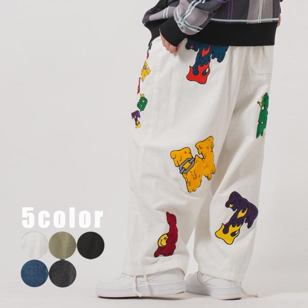 サガラワッペンバルーンパンツ ワイドパンツ メンズ ストリート系 韓国ファッション 韓国系 RE73...