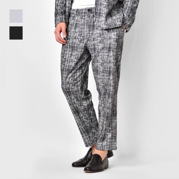 テーパードパンツ メンズ アンクルパンツ イージーパンツ 春夏秋冬 スリム タイト 細め 総柄 綺麗...