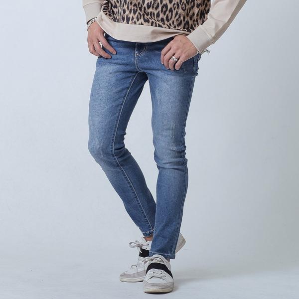 スキニー ジーンズ メンズ タイト スリム ライトブルー ブルー 青 S M L XL REGIEV...