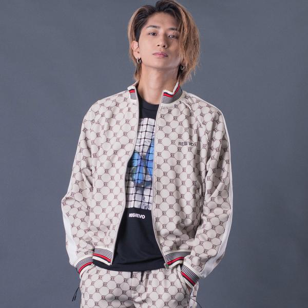 モノグラムトラックジャケット メンズ アウター ブルゾン 総柄 ストレッチ ベージュ パープル ブラ...