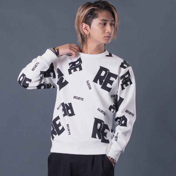 総ロゴトレーナー メンズ 春 秋 冬 スウェット ストレッチ ホワイト ブラック 黒 白 M L X...