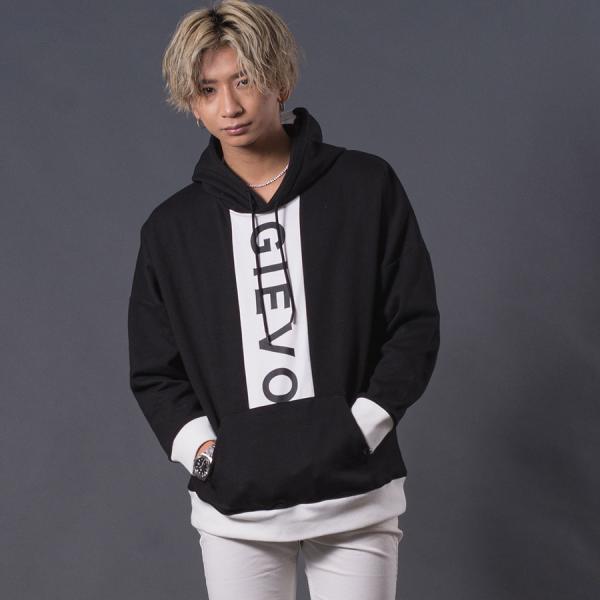 ロゴプリントドロップショルダーパーカー メンズ ビックシルエット シンプル カッコいい ユニセックス...