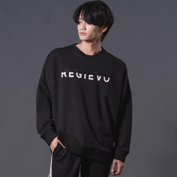 ロゴプリントドロップショルダートレーナー メンズ ビックシルエット オーバーサイズ スウェット シン...