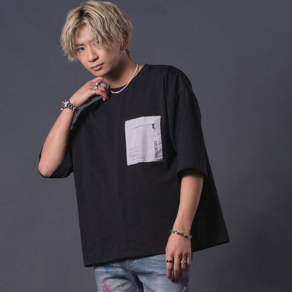 ポケットつきドロップショルダーTシャツ メンズ オーバーサイズ シンプル 春 夏 秋 ホワイト ブラ...