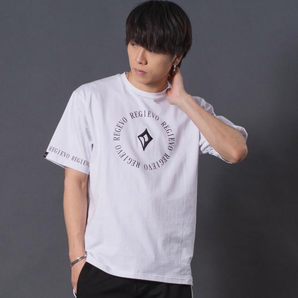 サークルロゴTシャツ メンズ ストレッチ性 シンプル 春 夏 秋 ホワイト ブラック 白 黒 M L...