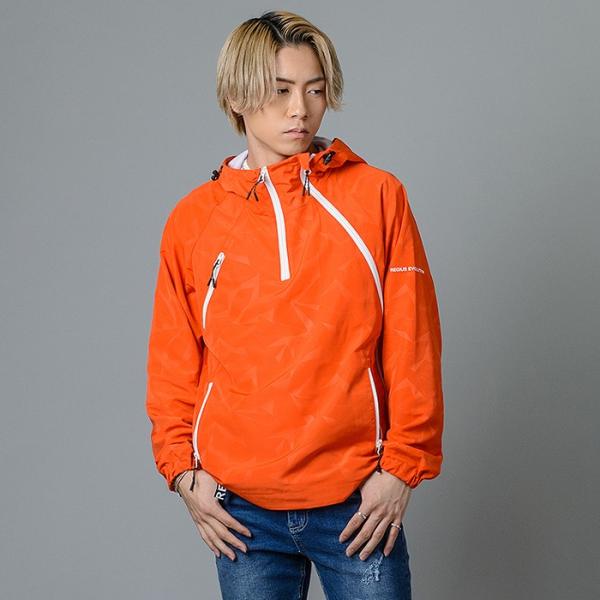 REGIEVO レジエボ ウィンドブレーカー スポーティー カジュアル 総柄 プルパーカー メンズ ...