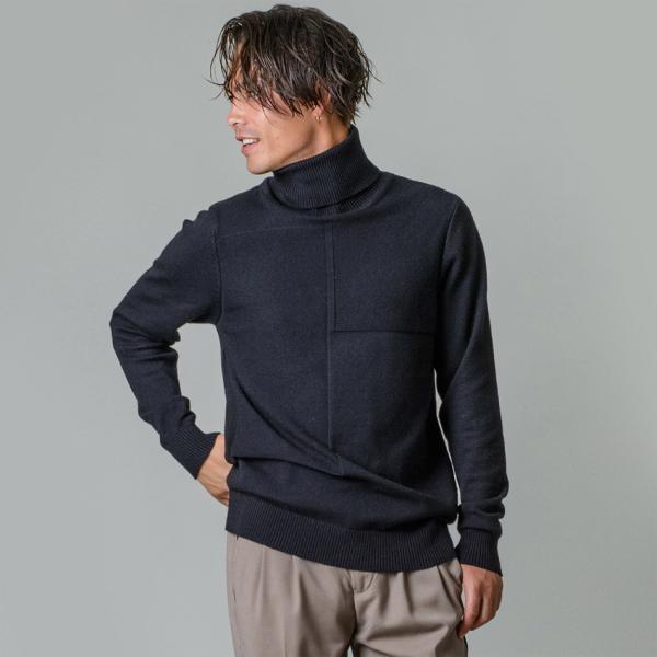 ニット メンズ 秋 セーター タートルネック 無地 ホワイト オレンジ ブラック 白 黒 M L X...