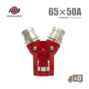 岩崎製作所 双口接手 マルチサイズ 吸水65A 吐出65A/50A 通水分岐管