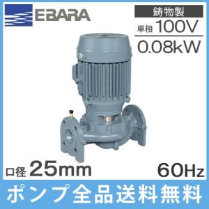 エバラポンプ ラインポンプ 25LPD5.08SA 25mm 0.08kw 50HZ 100V 循環