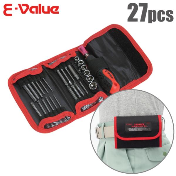 E-Value ドライバービット ＆ ビットソケットセット 27pcs EMT-27 ビットセット ...