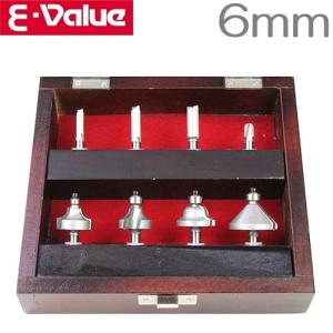 E-Value 超硬 ルータービットセット 8本 ERB6-8 6mm トリマービット