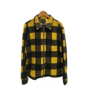 STUSSY◆フリースジャケット/M/ポリエステル/YLW/チェック/118344//