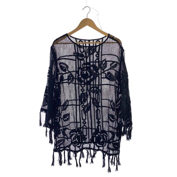 AMERI◆ニット・セーター(薄手)/FREE/コットン/BLK/花柄/0225101610910