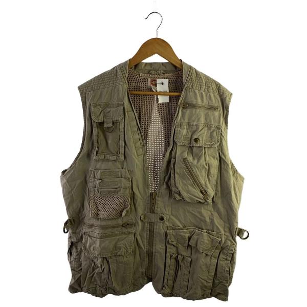 BANANA REPUBLIC◆80s/初期タグ/サファリベスト/L/コットン/BEG