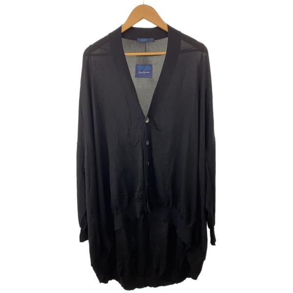 YOHJI YAMAMOTO◆RYO 18G V NECK CARDIGAN/2/レーヨン/BLK/...