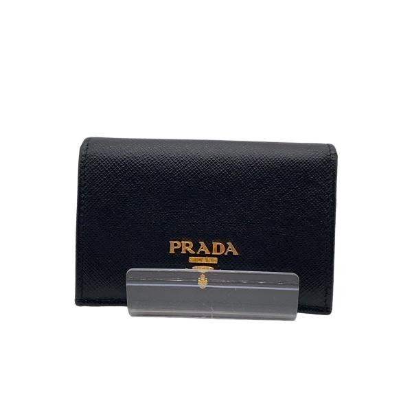 PRADA◆カードケース/PVC/BLK/無地/メンズ//