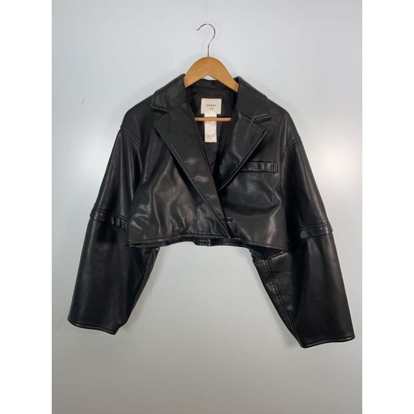 AMERI◆ジャケット/FREE/ポリエステル/BLK/無地/01310630220