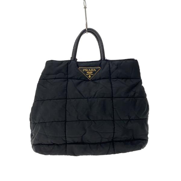 PRADA◆キルティングトートバッグ/ナイロン/BLK//