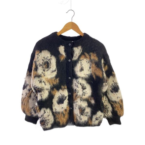 AMERI◆VERONICA JACQUARD KNIT CARDIGAN/FREE/ブラック/01...